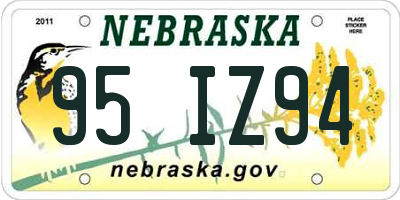 NE license plate 95IZ94