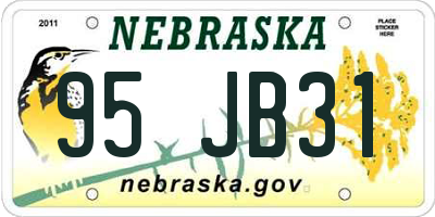 NE license plate 95JB31