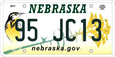 NE license plate 95JC13