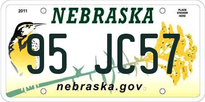 NE license plate 95JC57