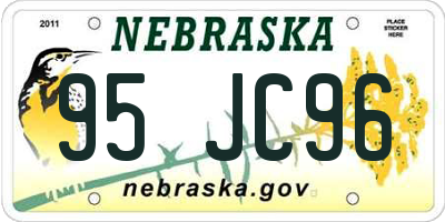 NE license plate 95JC96