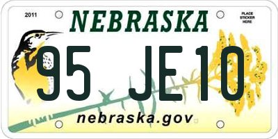 NE license plate 95JE10