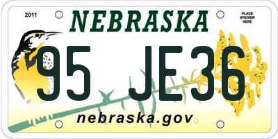 NE license plate 95JE36