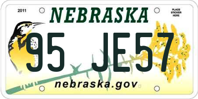 NE license plate 95JE57