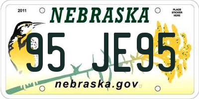 NE license plate 95JE95