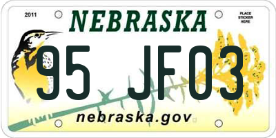 NE license plate 95JF03