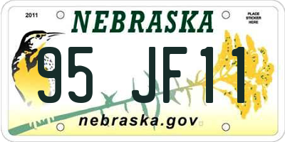 NE license plate 95JF11
