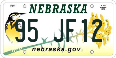 NE license plate 95JF12