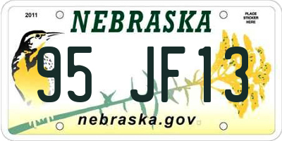 NE license plate 95JF13
