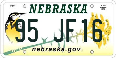 NE license plate 95JF16
