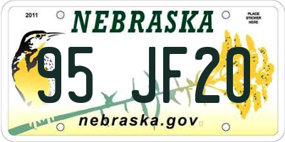 NE license plate 95JF20