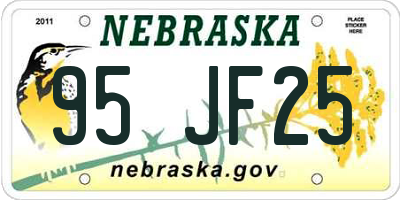 NE license plate 95JF25