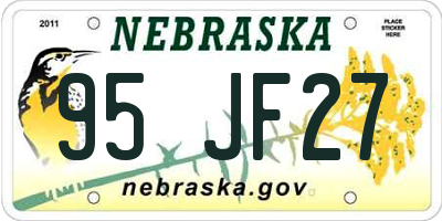 NE license plate 95JF27