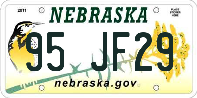 NE license plate 95JF29