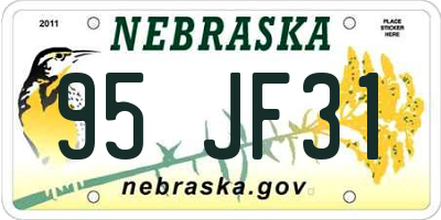 NE license plate 95JF31