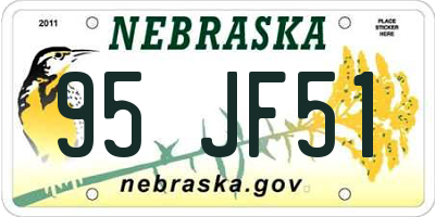 NE license plate 95JF51