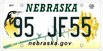 NE license plate 95JF55