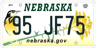 NE license plate 95JF75