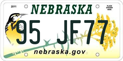 NE license plate 95JF77
