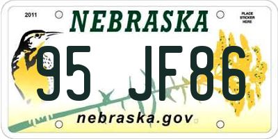 NE license plate 95JF86