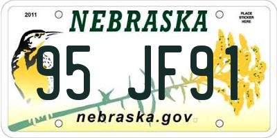 NE license plate 95JF91