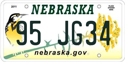 NE license plate 95JG34