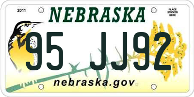 NE license plate 95JJ92