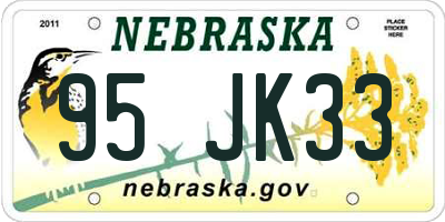 NE license plate 95JK33