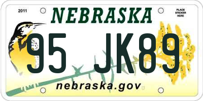 NE license plate 95JK89