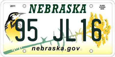 NE license plate 95JL16