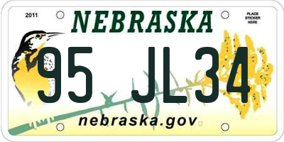 NE license plate 95JL34