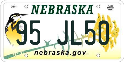 NE license plate 95JL50