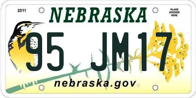 NE license plate 95JM17
