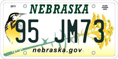 NE license plate 95JM73