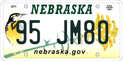 NE license plate 95JM80