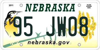 NE license plate 95JW08