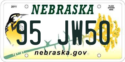 NE license plate 95JW50