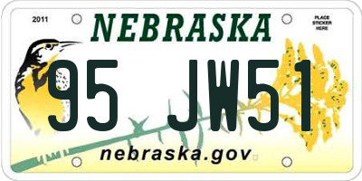 NE license plate 95JW51