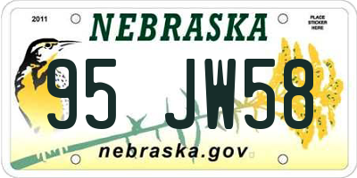 NE license plate 95JW58