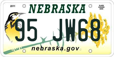 NE license plate 95JW68