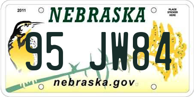 NE license plate 95JW84