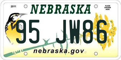 NE license plate 95JW86