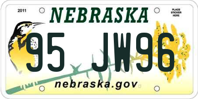 NE license plate 95JW96
