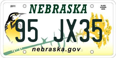 NE license plate 95JX35