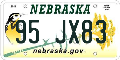 NE license plate 95JX83