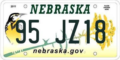 NE license plate 95JZ18