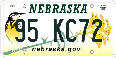 NE license plate 95KC72