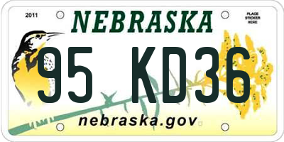 NE license plate 95KD36