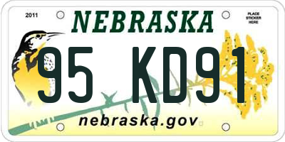 NE license plate 95KD91