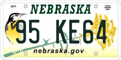 NE license plate 95KE64